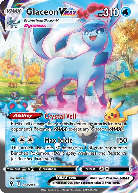Glaceon VMAX, Pokémon card EVS 209 — Evolving Skies set