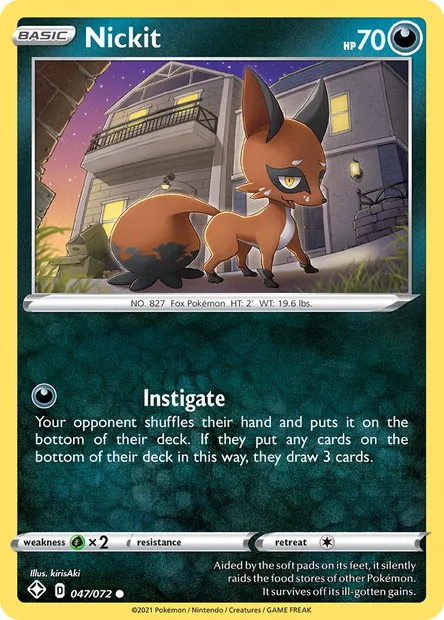 Nickit, Pokémon card SHF 47 — Shining Fates set