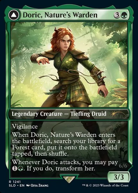 Doric, Nature's Warden // Doric, Owlbear Avenger, carte Magic SLD 1241 — extension Secret Lair Drop
