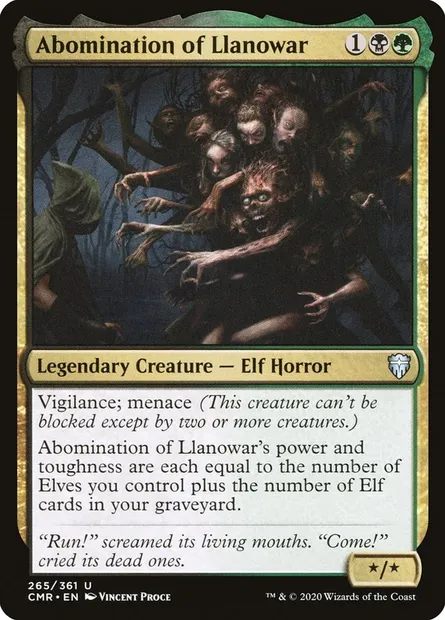 Abomination of Llanowar, Magic card CMR 265 — Commander Legends set