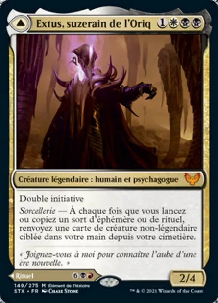 Extus, suzerain de l'Oriq // Réveiller l'Avatar de sang, carte Magic STX 149 — extension Strixhaven: l'Académie des Mages