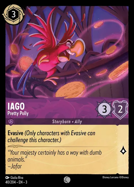 Iago - Pretty Polly, Disney Lorcana card CH3-040 — Into the Inklands set