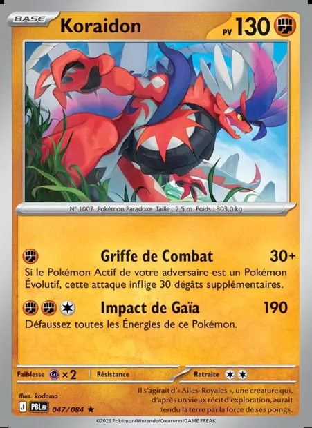 Koraidon, carte Pokémon PBL 047 — extension Nuit Noire