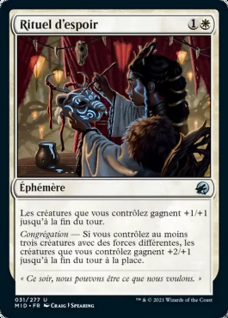 Rituel d'espoir, carte Magic MID 31 — extension Innistrad : chasse de minuit