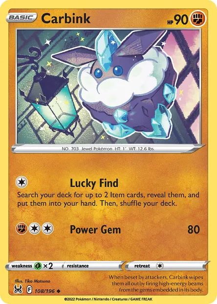 Carbink, Pokémon card LOR 108 — Lost Origin set