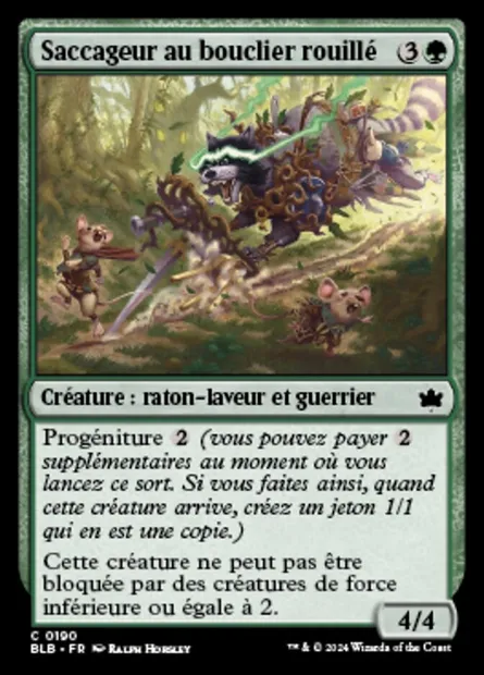 Saccageur au bouclier rouillé, carte Magic BLB 190 — extension Bloomburrow