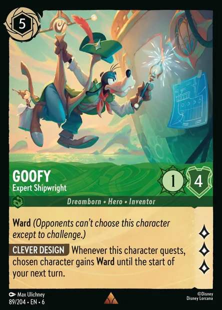 Goofy - Expert Shipwright, Disney Lorcana card CH6-089 — Azurite Sea set