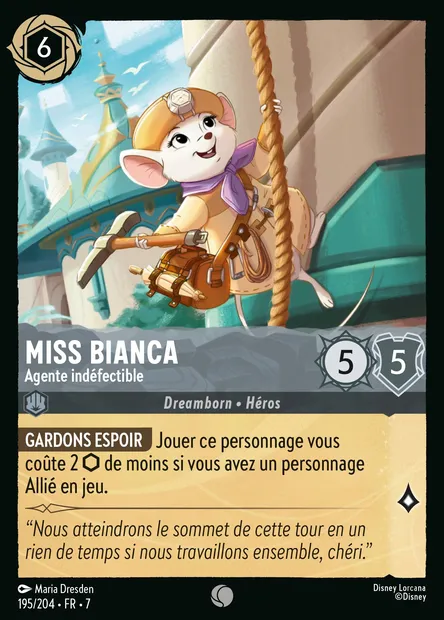 Miss Bianca - Agente indéfectible, carte Disney Lorcana CH7-195 — extension L'île d'Archazia