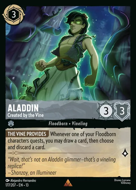 Aladdin - Created by the Vine, Disney Lorcana card CH13-177 — Attack of the Vine! set
