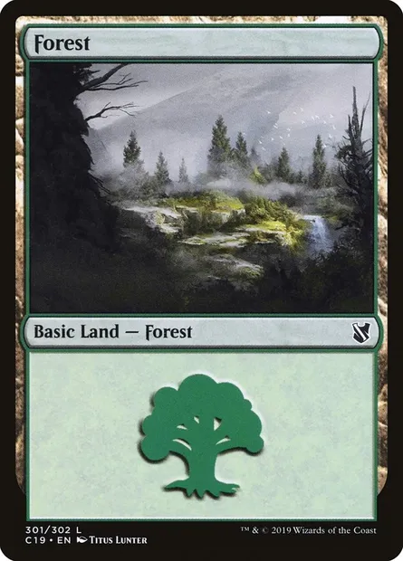 Forest, Magic card C19 301 — Commander 2019 set