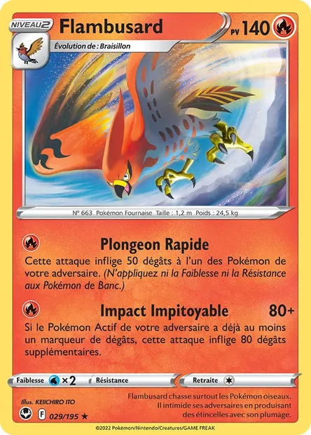 Flambusard, carte Pokémon SIT 029 — extension Tempête Argentée