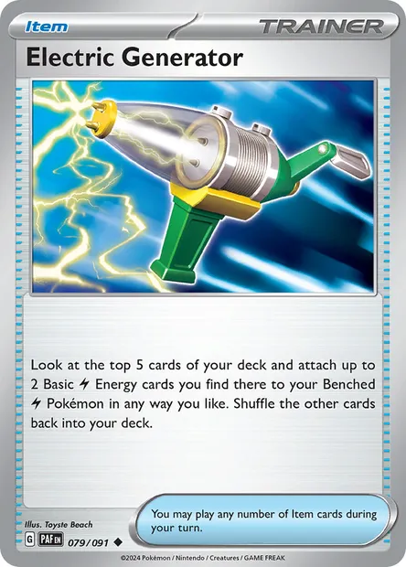 Electric Generator, Pokémon card PAF 079 — Paldean Fates set