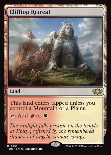 Clifftop Retreat, Magic card TDC 351 — Tarkir: Dragonstorm Commander set
