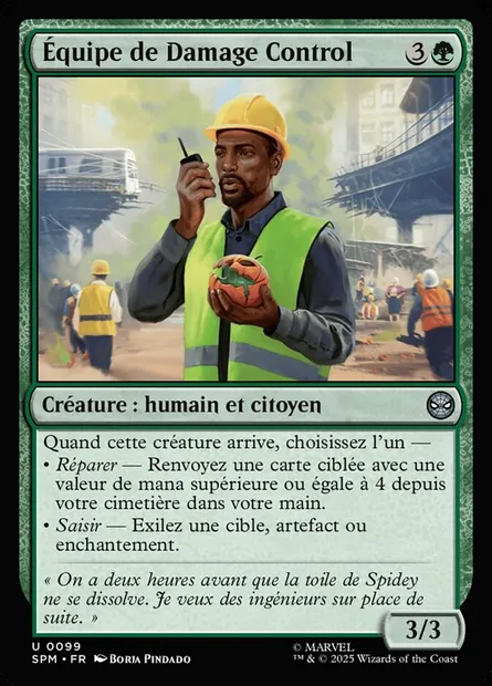 Équipe de Damage Control, carte Magic SPM 99 — extension Marvel's Spider-Man