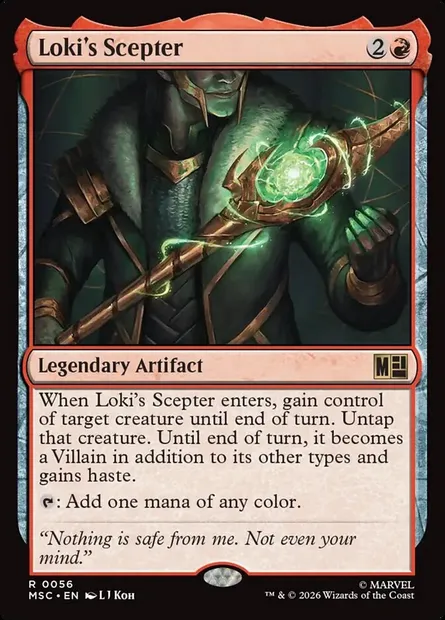 Loki's Scepter, Magic card MSC 56 — Marvel Super Heroes Commander set