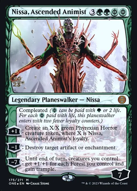 Nissa, Ascended Animist, Magic card PONE 175s — Phyrexia: All Will Be One Promos set