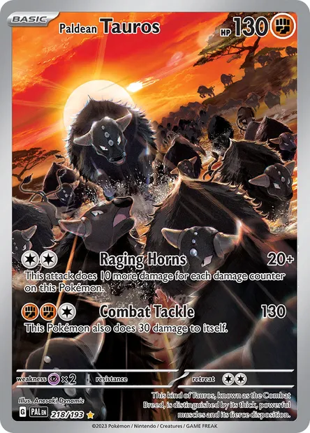 Paldean Tauros, Pokémon card PAL 218 — Paldea Evolved set