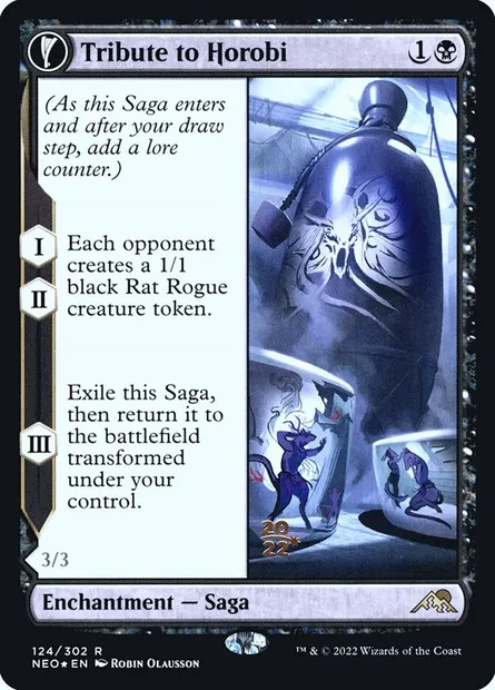 Hommage à Horobi // Écho du gémisseur de la mort, carte Magic PNEO 124s — extension Kamigawa: Neon Dynasty Promos