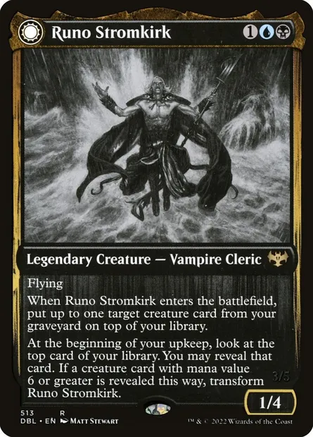 Runo Stromkirk // Krothuss, seigneur des profondeurs, carte Magic DBL 513 — extension Innistrad : Double Programme
