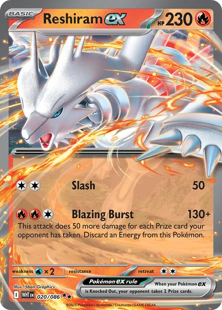 Reshiram ex, Pokémon card WHT 020 — White Flare set
