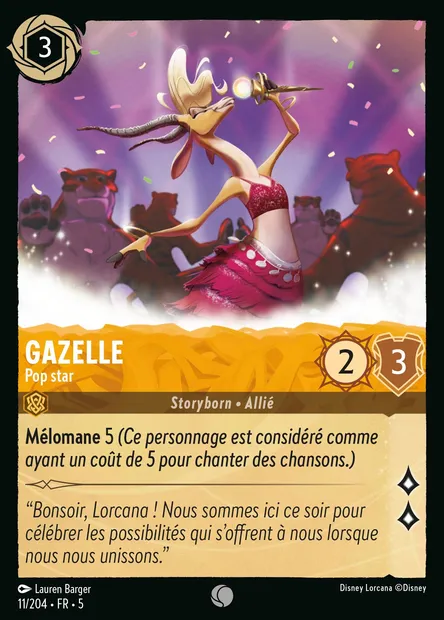 Gazelle - Pop star, carte Disney Lorcana CH5-011 — extension Ciel Scintillant