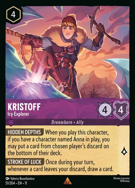 Kristoff - Icy Explorer, Disney Lorcana card CH11-051 — Winterspell set