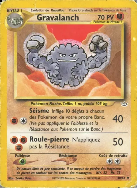 Gravalanch, carte Pokémon NR 30 — extension Neo Revelation