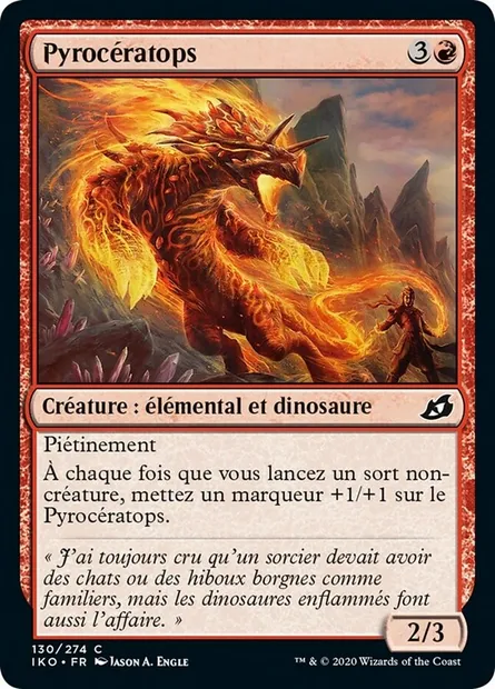 Pyrocératops, carte Magic IKO 130 — extension Ikoria: Lair of Behemoths