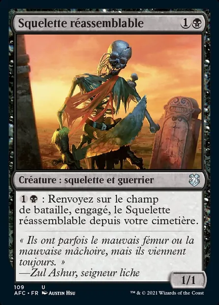 Squelette réassemblable, carte Magic AFC 109 — extension Forgotten Realms Commander