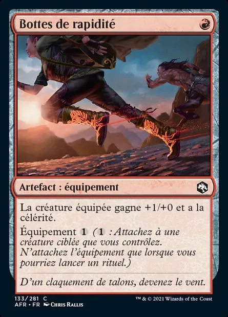 Bottes de rapidité, carte Magic AFR 133 — extension Forgotten Realms: Aventures dans les Royaumes Oubliés