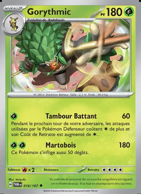 Gorythmic, carte Pokémon TWM 016 — extension Mascarade Crépusculaire