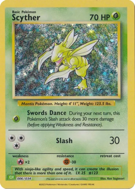 Scyther, Pokémon card CLV 006 — Pokémon TCG Classic: Venusaur & Lugia ex Deck set