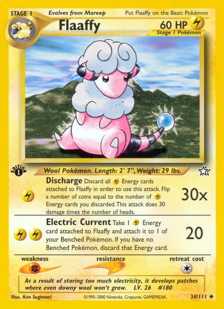 Flaaffy, Pokémon card NG 34 — Neo Genesis set