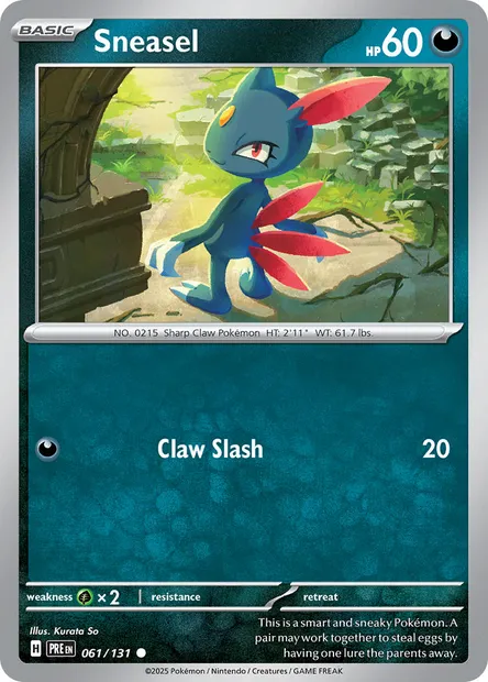 Sneasel, Pokémon card PRE 061 — Prismatic Evolutions set