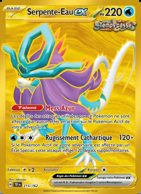 Serpente-Eau-ex, carte Pokémon TEF 215 — extension Forces Temporelles