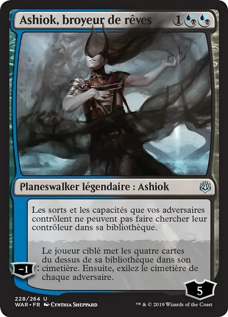 Ashiok, broyeur de rêves, carte Magic WAR 228 — extension La guerre des Planeswalkers