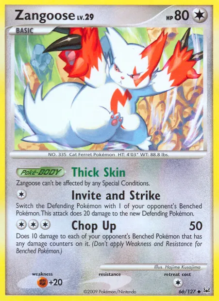 Zangoose, Pokémon card PL 66 — Platinum set