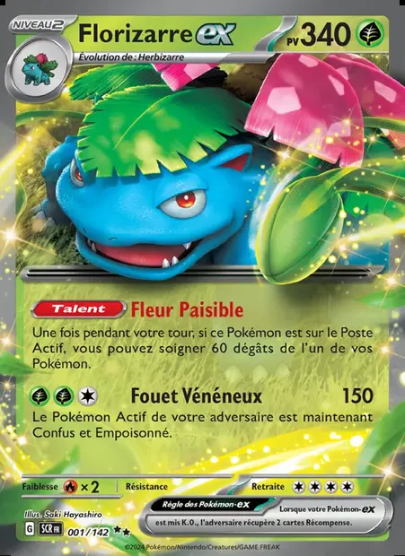Florizarre-ex, carte Pokémon SCR 001 — extension Couronne Stellaire