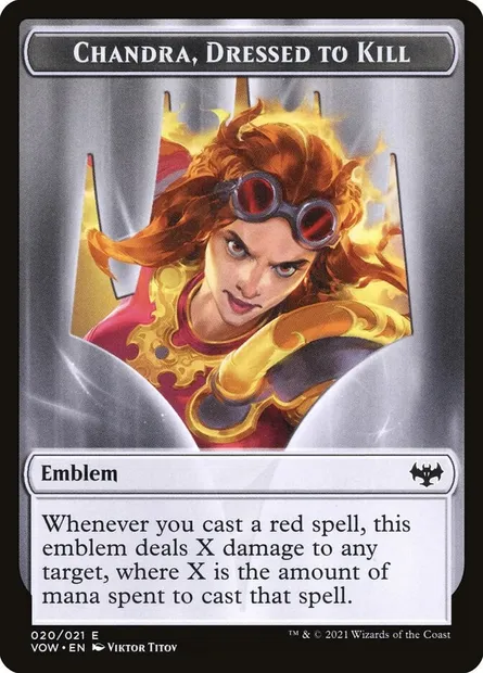 Chandra, Dressed to Kill Emblem, carte Magic TVOW 20 — extension Innistrad: Crimson Vow Tokens