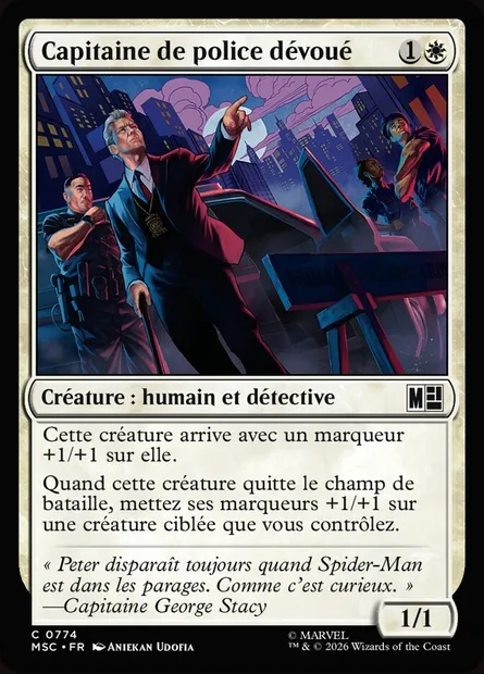 Capitaine de police dévoué, carte Magic MSC 774 — extension Marvel Super Heroes Commander