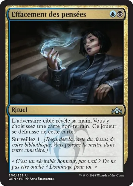 Effacement des pensées, carte Magic GRN 206 — extension Les Guildes de Ravnica