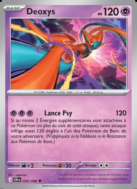 Deoxys, carte Pokémon CRI 032 — extension Chaos Ascendant