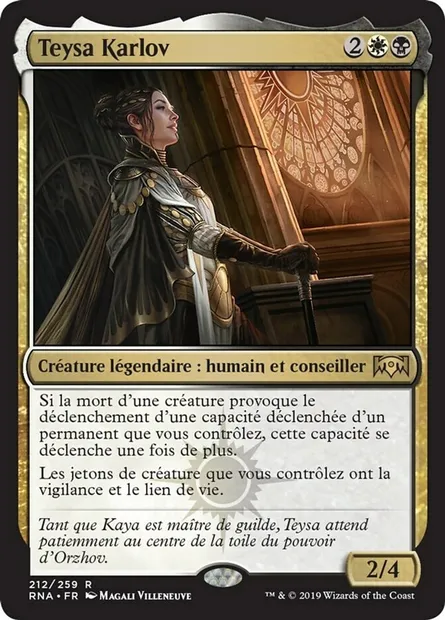 Teysa Karlov, carte Magic RNA 212 — extension L'allégeance de Ravnica