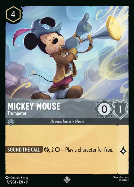 Mickey Mouse - Trumpeter, Disney Lorcana card CH9-172 — Fabled set
