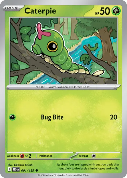 Caterpie, Pokémon card JTG 001 — Journey Together set