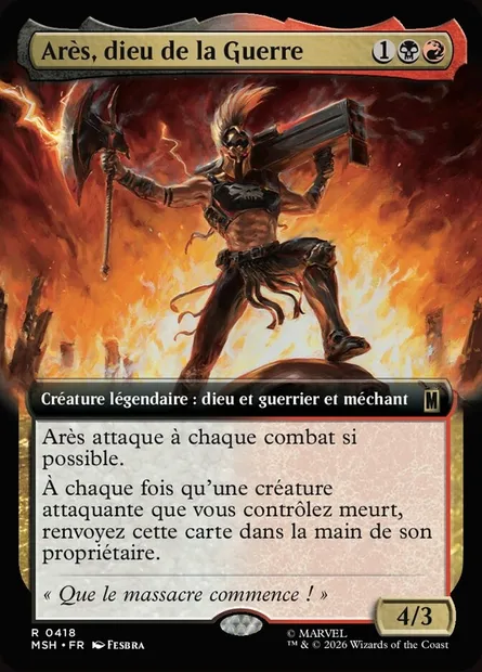 Arès, dieu de la Guerre, carte Magic MSH 418 — extension Marvel Super Heroes