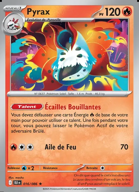 Pyrax, carte Pokémon BLK 016 — extension Foudre Noire