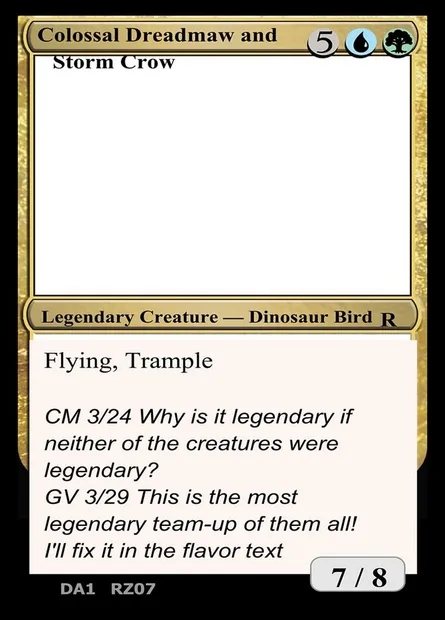 Colossal Dreadmaw and Storm Crow, carte Magic UNK RZ07a — extension Unknown Event