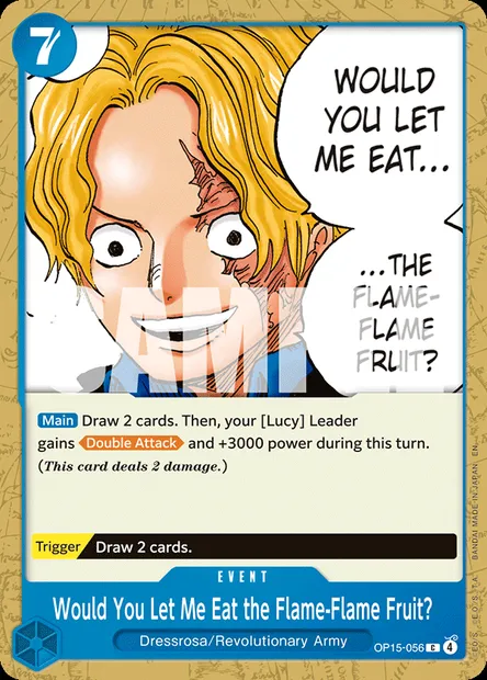 Would You Let Me Eat the Flame-Flame Fruit?, One Piece card OP15-056 — ADVENTURE ON KAMI’S ISLAND set