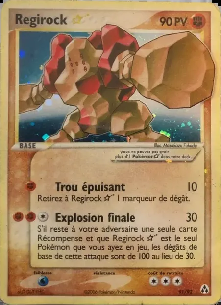 Regirock ☆, carte Pokémon LM 91 — extension EX Créateurs de légendes
